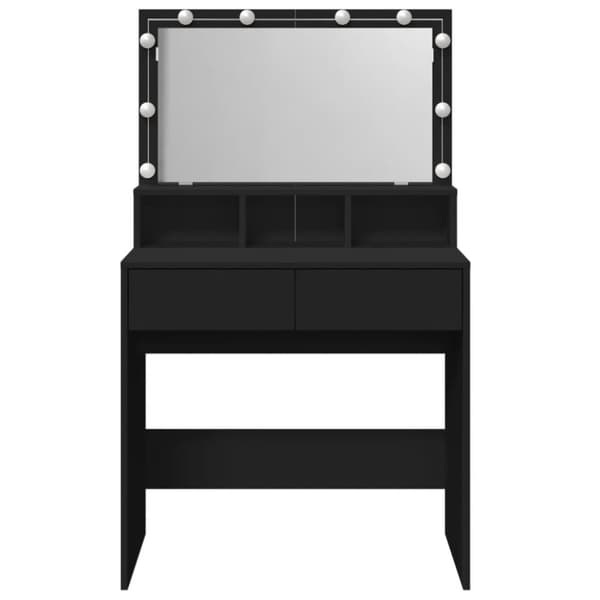 vidaXL Sminkebord med LED svart 80x41x134,5 cm