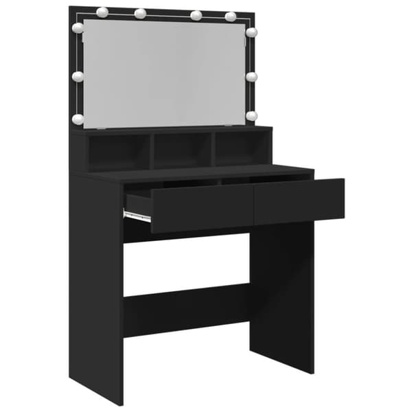 vidaXL Sminkebord med LED svart 80x41x134,5 cm