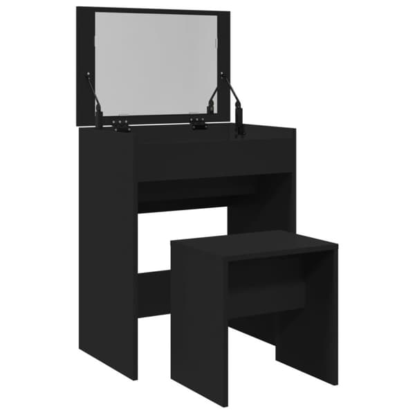 vidaXL Sminkebord med krakk svart 60x40x113,5 cm