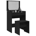 Miniatyrbilde 2 av 11: vidaXL Sminkebord med krakk svart 60x40x113,5 cm