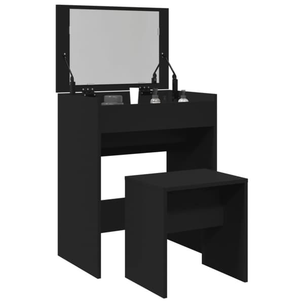 vidaXL Sminkebord med krakk svart 60x40x113,5 cm