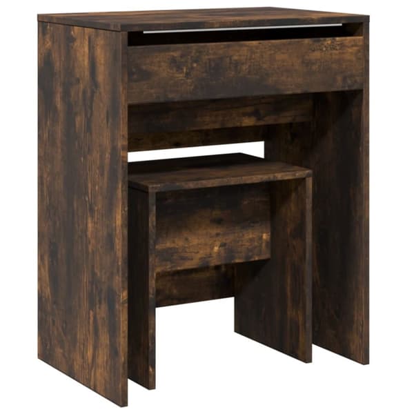 vidaXL Sminkebord med krakk røkt eik 60x40x113,5 cm