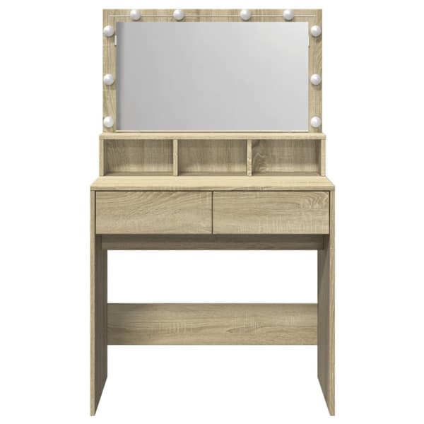 vidaXL Sminkebord med LED sonoma eik 80x41x134,5 cm