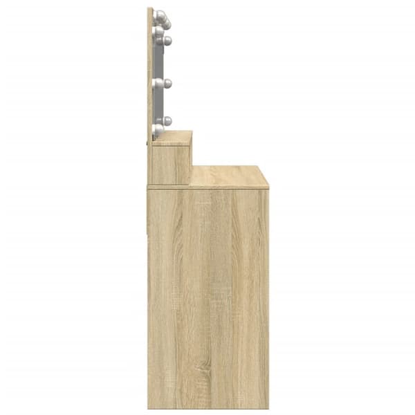 vidaXL Sminkebord med LED sonoma eik 80x41x134,5 cm