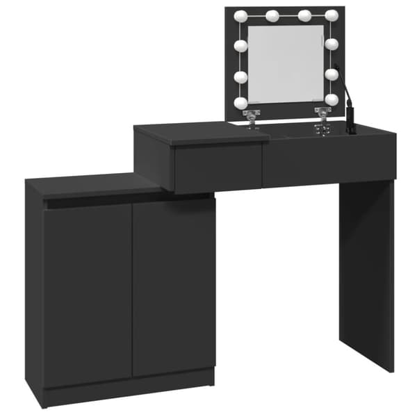 vidaXL Sminkbord med LED svart 115x37x110,5 cm