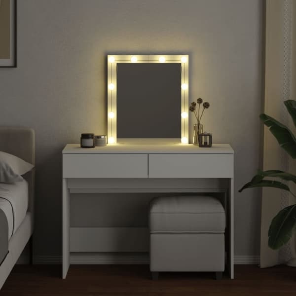 vidaXL Sminkbord med LED vit 100x40x130 cm
