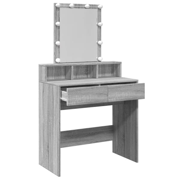 vidaXL Sminkebord med LED grå sonoma 80x41x144,5 cm