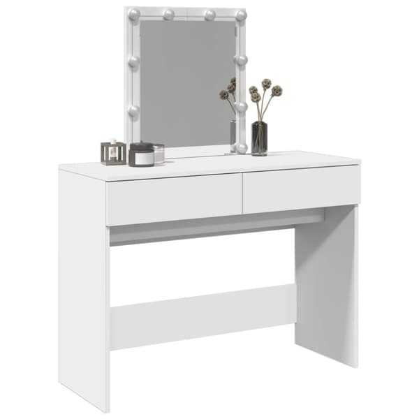 vidaXL makeupbord med LED-lys 100x40x130 cm hvid