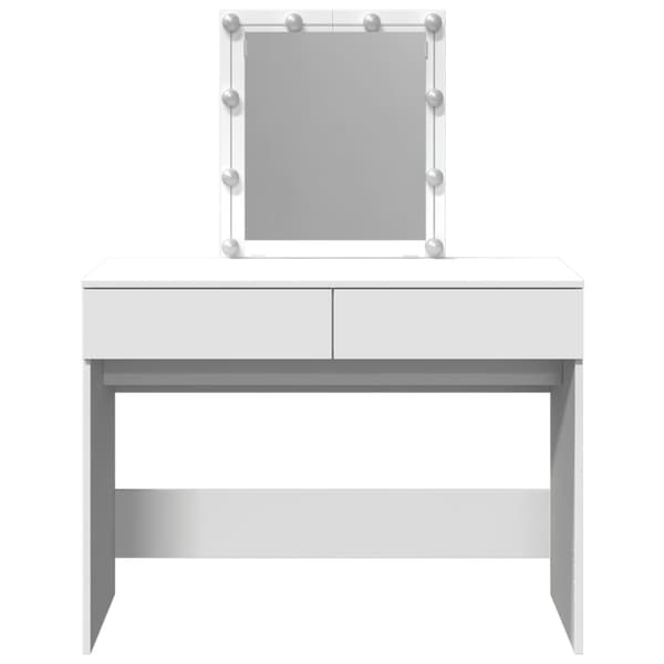 vidaXL makeupbord med LED-lys 100x40x130 cm hvid