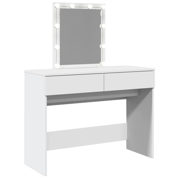 vidaXL makeupbord med LED-lys 100x40x130 cm hvid