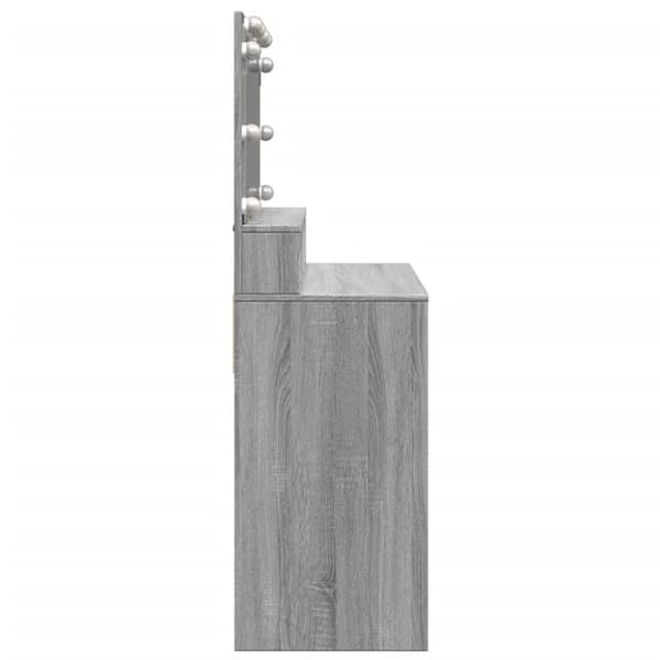 vidaXL makeupbord med LED-lys 80x41x134,5 cm grå sonoma-eg