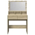 Miniatyrbillede 6 af 11: vidaXL makeupbord med LED-lys 80x41x134,5 cm brun sonoma-eg