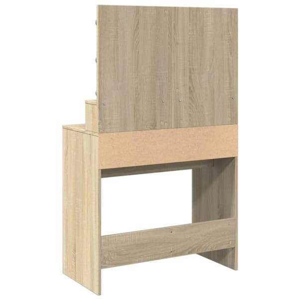 vidaXL makeupbord med LED-lys 80x41x134,5 cm brun sonoma-eg