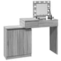 Pikkukuva 5 / 11: vidaXL Peilipöytä LED-valoilla harmaa Sonoma 115x37x110,5 cm