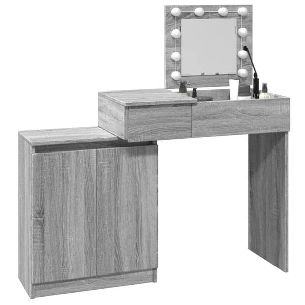 vidaXL Peilipöytä LED-valoilla harmaa Sonoma 115x37x110,5 cm