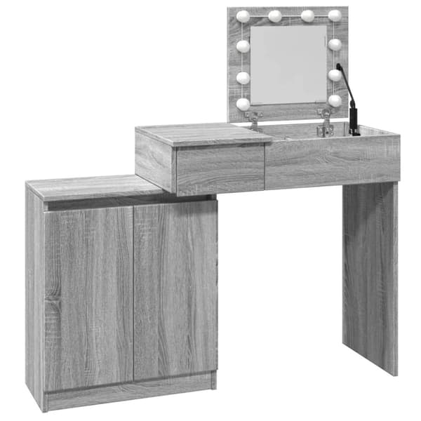 vidaXL Peilipöytä LED-valoilla harmaa Sonoma 115x37x110,5 cm
