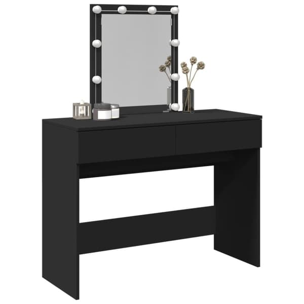 vidaXL makeupbord med LED-lys 100x40x130 cm sort