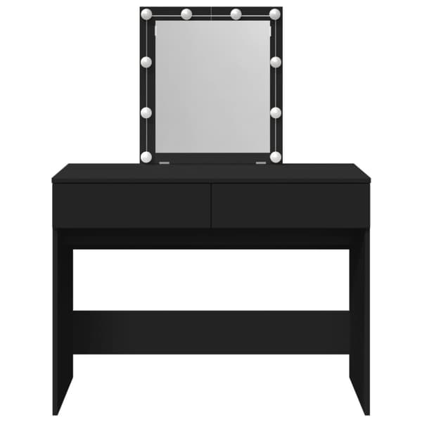 vidaXL makeupbord med LED-lys 100x40x130 cm sort