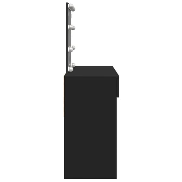 vidaXL makeupbord med LED-lys 100x40x130 cm sort