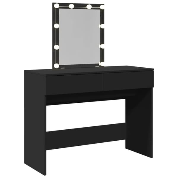 vidaXL makeupbord med LED-lys 100x40x130 cm sort