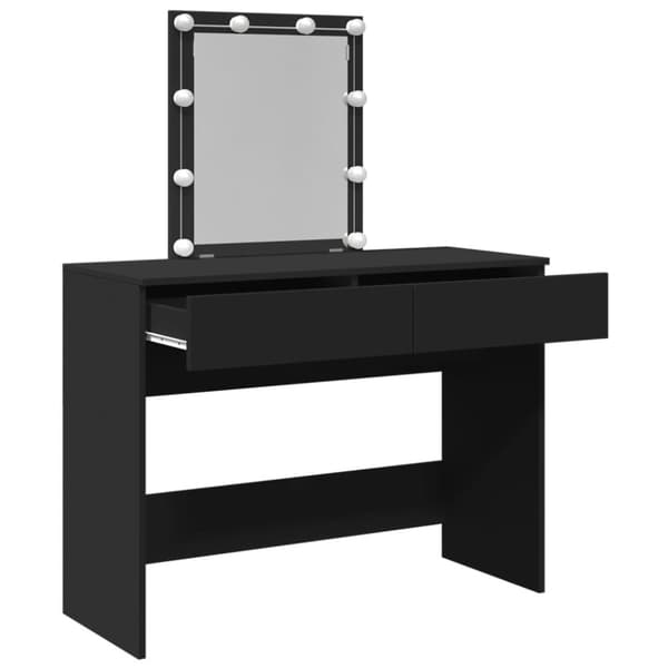vidaXL makeupbord med LED-lys 100x40x130 cm sort