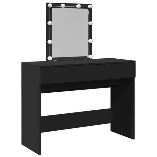 vidaXL makeupbord med LED-lys 100x40x130 cm sort