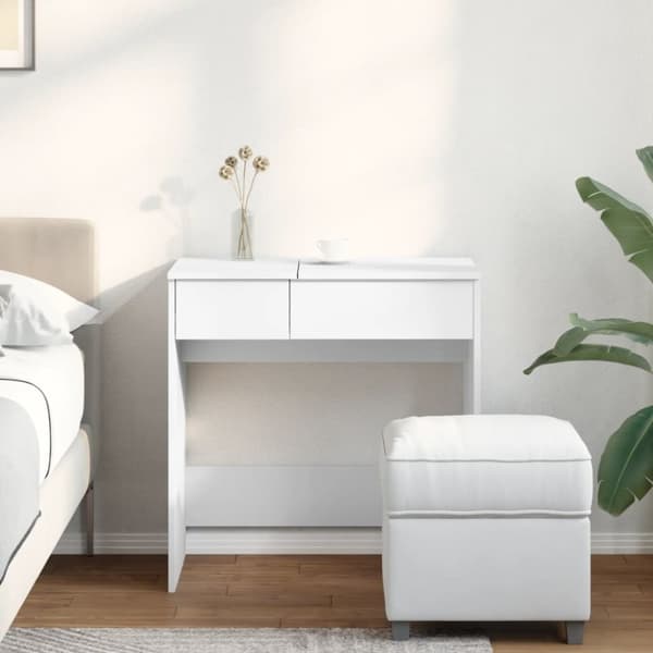 vidaXL makeupbord med spejl 73x46,5x120 cm hvid