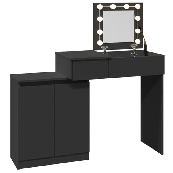 vidaXL Peilipöytä LED-valoilla musta 115x37x110,5 cm