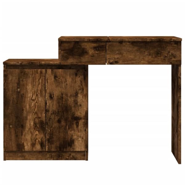 vidaXL Peilipöytä LED-valoilla savutammi 115x37x110,5 cm