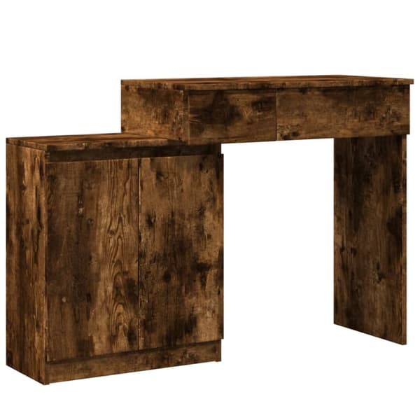 vidaXL Peilipöytä LED-valoilla savutammi 115x37x110,5 cm