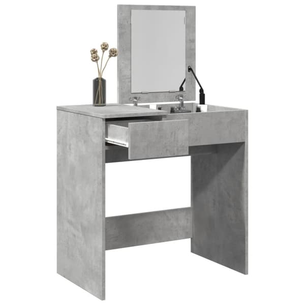 vidaXL makeupbord med spejl 73x46,5x120 cm betongrå