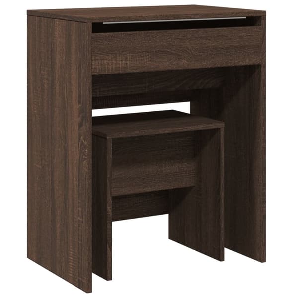 vidaXL Meikkipöytä ja jakkara ruskea tammi 60x40x113,5 cm