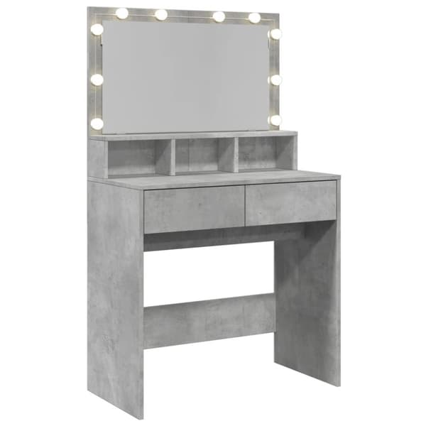 vidaXL Peilipöytä LED-valoilla betoninharmaa 80x41x134,5 cm