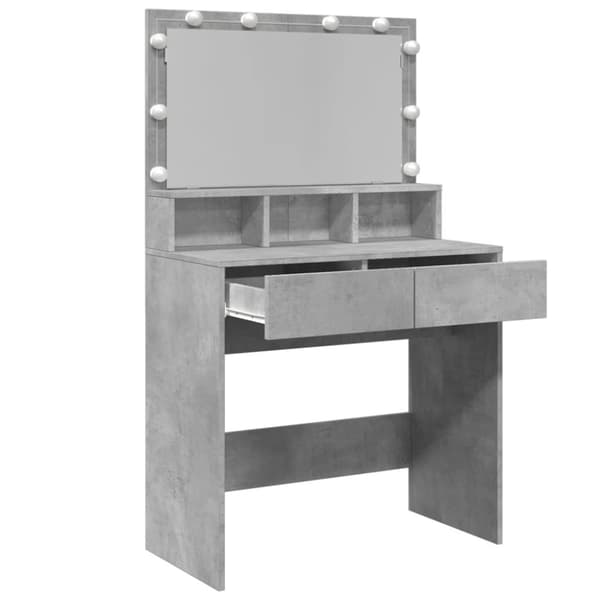 vidaXL Peilipöytä LED-valoilla betoninharmaa 80x41x134,5 cm