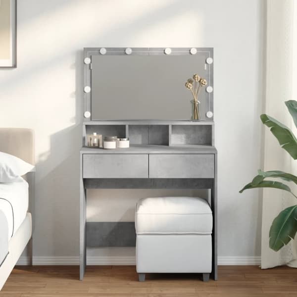 vidaXL Peilipöytä LED-valoilla betoninharmaa 80x41x134,5 cm