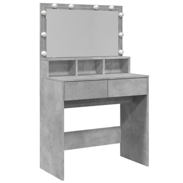 vidaXL Peilipöytä LED-valoilla betoninharmaa 80x41x134,5 cm