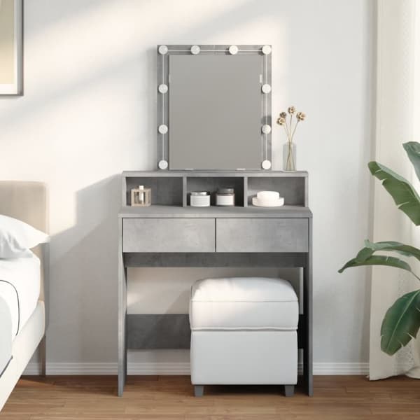 vidaXL Peilipöytä LED-valoilla betoninharmaa 80x41x144,5 cm