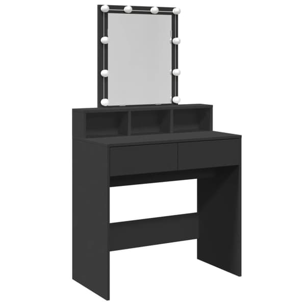 vidaXL Peilipöytä LED-valoilla musta 80x41x144,5 cm