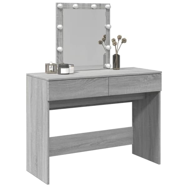 vidaXL Peilipöytä LED-valoilla harmaa Sonoma 100x40x130 cm