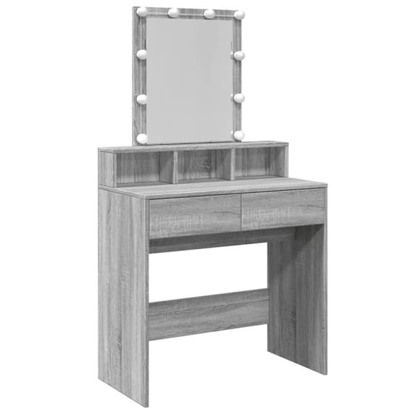 vidaXL Peilipöytä LED-valoilla savutammi 80x41x144,5 cm