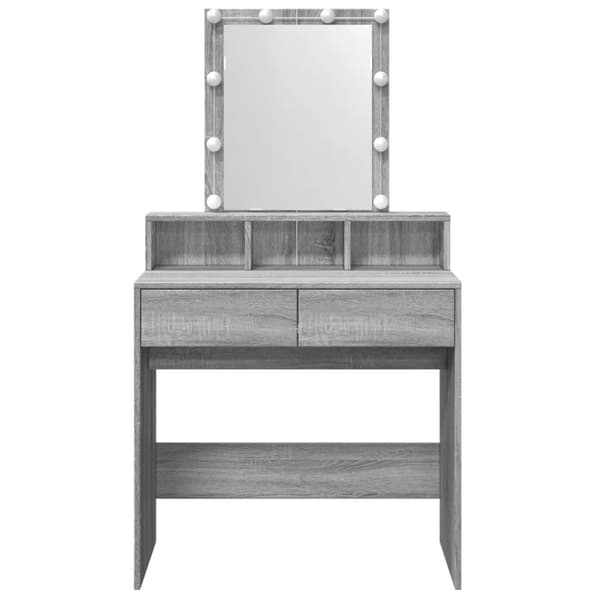 vidaXL Peilipöytä LED-valoilla savutammi 80x41x144,5 cm