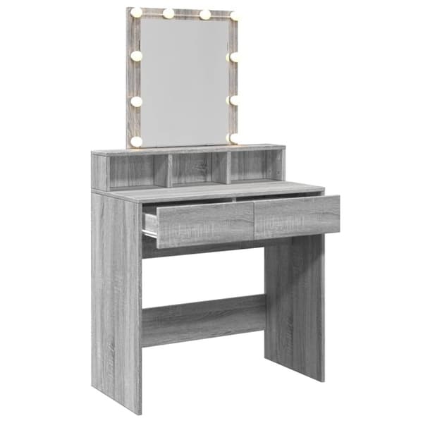 vidaXL Peilipöytä LED-valoilla savutammi 80x41x144,5 cm