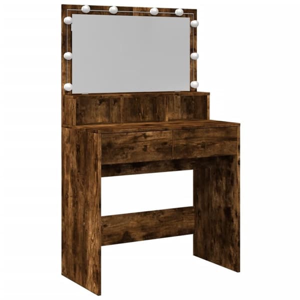 vidaXL Peilipöytä LED-valoilla savutammi 80x41x134,5 cm