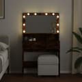 Pikkukuva 4 / 11: vidaXL Peilipöytä LED-valoilla savutammi 80x41x134,5 cm