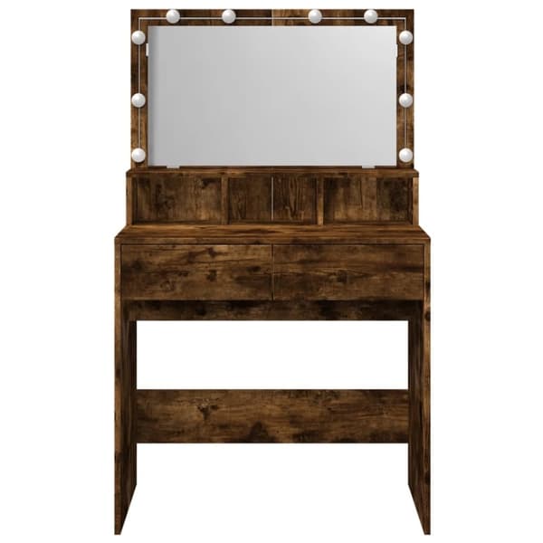 vidaXL Peilipöytä LED-valoilla savutammi 80x41x134,5 cm