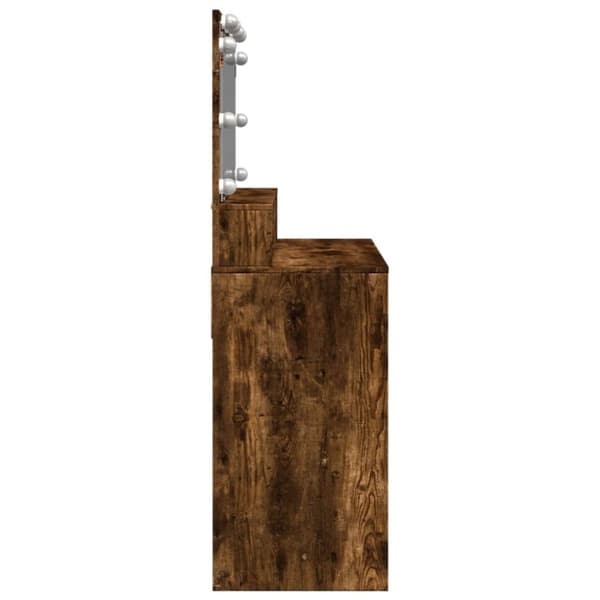 vidaXL Peilipöytä LED-valoilla savutammi 80x41x134,5 cm