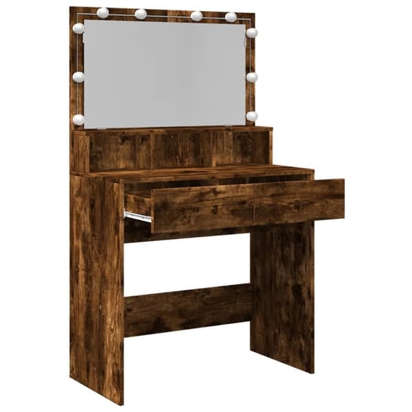 vidaXL Peilipöytä LED-valoilla savutammi 80x41x134,5 cm