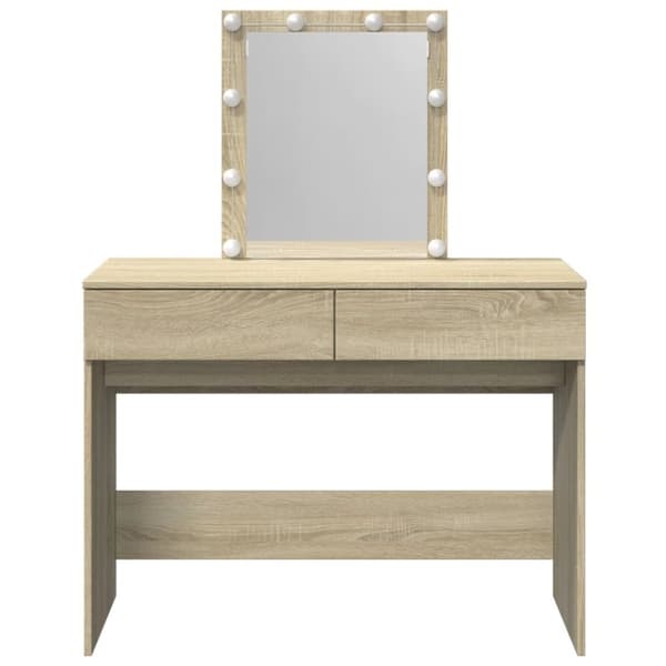 vidaXL Peilipöytä LED-valoilla Sonoma-tammi 100x40x130 cm