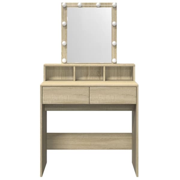 vidaXL Peilipöytä LED-valoilla Sonoma-tammi 80x41x144,5 cm