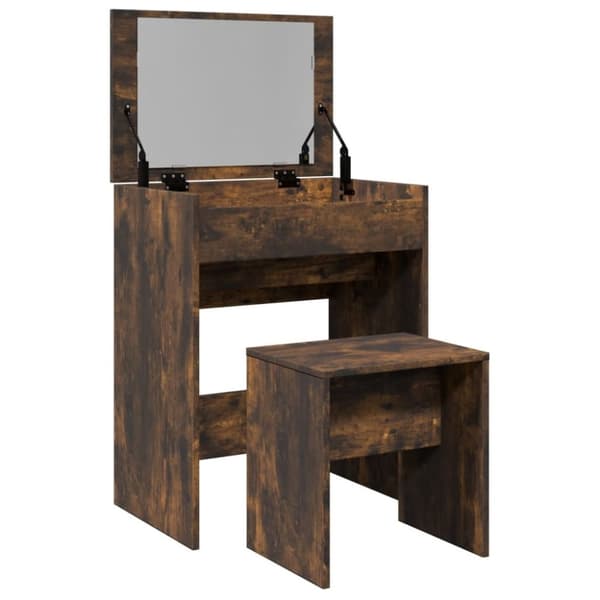 vidaXL kosmetikbord med skammel 60x40x113,5 cm røget egetræsfarve
